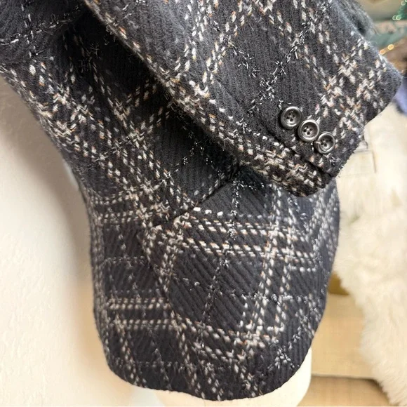 VINTAGE ZARA WOOL BLEND BLAZER DETACHABLE FAUX FUR - Picture 9 of 15